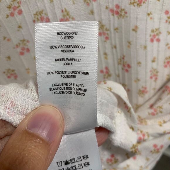 Lucky Brand Womens Calico Floral Cottagecore V Neck Tie Front Long Sleeve Top L - Picture 4 of 6